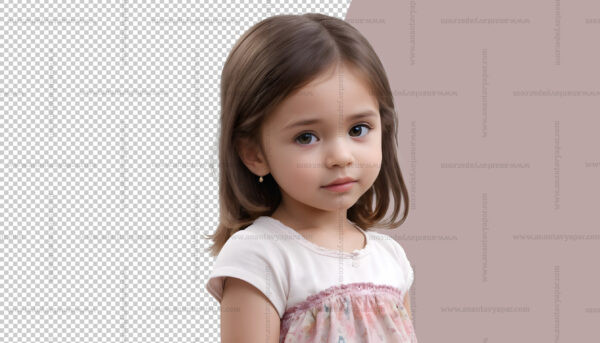 Litte girl watch Cute Smile Face PSD file