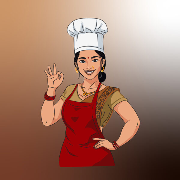 Indian Chef Woman In Saree with Hand Gesture Vector art | Premium Download www. ananta vyapar .com